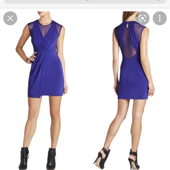 BCBG Dresses & Skirts - BCBG dress asymmetrical drape with sheer panels -NWT